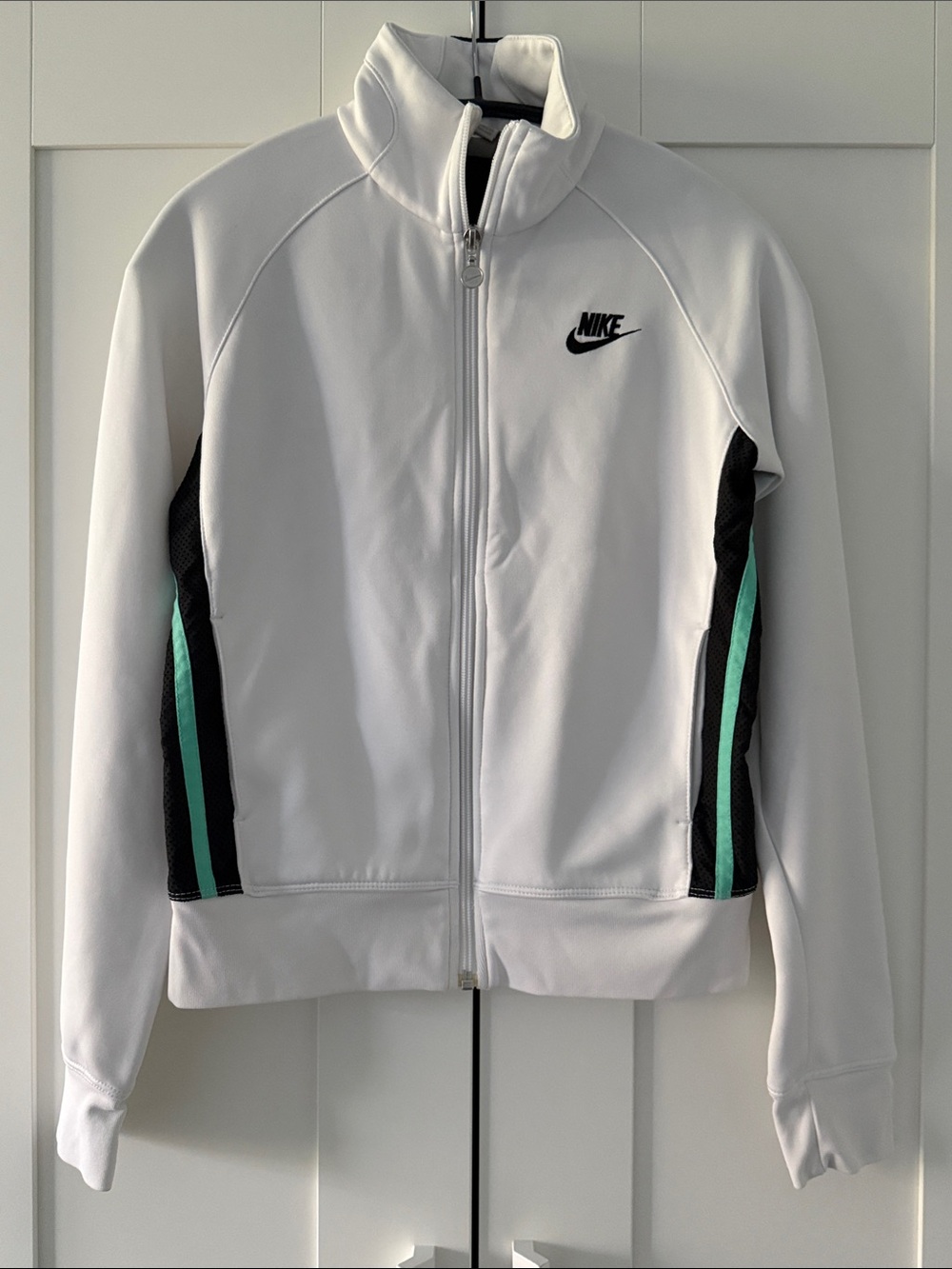 NIKE Women Full Zip Long Sleeve Jacket White Size XS